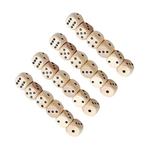 GETAJGHSD 20 Stück Holzhandwerkswürfel Partywürfel 6-seitige Würfel Robuste 16-mm-würfelspielwürfel von GETAJGHSD