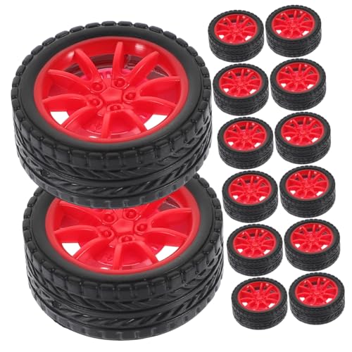 GETAJGHSD 20 Stück Radspielzeugzubehör Auto Montageräder Kinderrad Spielzeugräder Für Bastelspielzeug LKW Räder Multifunktions Autoräder Radspielzeug Automodellräder Gummi Autoräder von GETAJGHSD