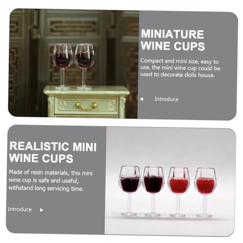 GETAJGHSD 24 Stck Teiliges Miniatur Wein Gläser aus Resin Realistische Rot und Tiefrot Mini Weinbecher für Puppenhaus Dekoration Leicht Bruchfest und Detailgetreu Gestaltet von GETAJGHSD