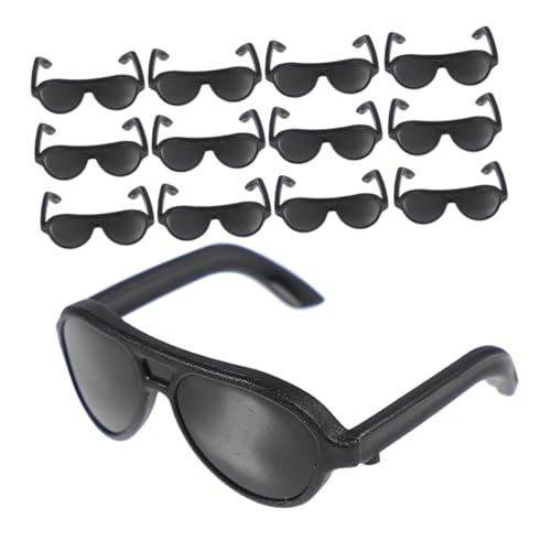 GETAJGHSD 24 Stück Mini Puppensonnenbrillen Plastik Sonnenbrillen für Puppen DIY Bastelzubehör für Puppenhaus Schwarz pro Tasche für Puppenoutfits und Kreative Projekte von GETAJGHSD