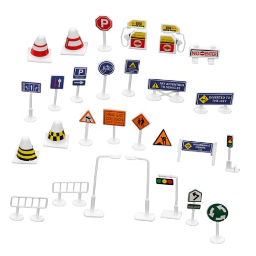 GETAJGHSD 28stücke Teiliges Verkehrszeichen-spielset Für Junge Mädchen Realistische Straßenschilder Verkehrserziehung Und Kreativität Für Kindergärten Und Indoor-spielvergnügen von GETAJGHSD