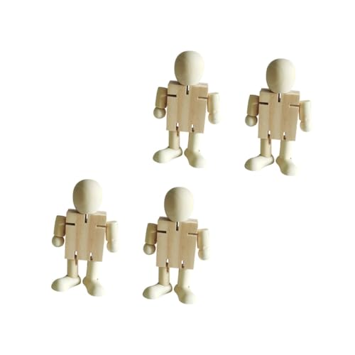 GETAJGHSD 3 Sätze DIY Holzfiguren Unbemalte Roboter Zum Gestalten Kreative Tischdekoration Für Ihr Zuhause Sicheres Hochwertiges Holz Bewegliche Gelenke Für Gestaltung 4 Stück * 3 von GETAJGHSD