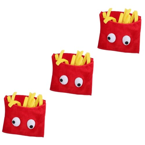 GETAJGHSD 3 Stück Pommes Frites Hut, Partyhut, Neuheits Food Hüte, Pommes Kostüm, Erwachsenenhut, Kostüm, Pommes Frites Hut, Festivalhut, Kostümhut, Pommes Frites Formhut, Pommes Frites von GETAJGHSD