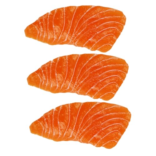 GETAJGHSD 3 Stück Simuliertes Lachsmodell, Lebensechte Lachsscheiben, Künstliche Lachs Requisiten, Küchen Requisiten Für Zuhause, Foto Requisiten, Realistische Gefälschte Lebensmittel, von GETAJGHSD