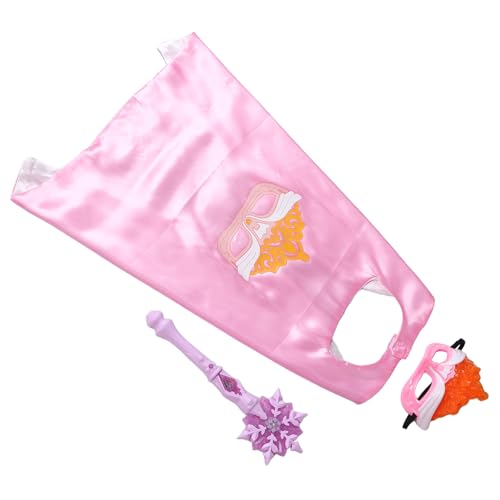 GETAJGHSD 3-teiliges Verkleidungsumhang-Zubehör für Kleinkinder, leuchtender Prinzessinnenstab, glitzernde Maske und Umhang für Halloween, Cosplay, Feenpartys und Rollenspiele von GETAJGHSD
