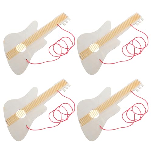 GETAJGHSD Gitarre Für Kinder 4-teiliges Gitarrenmaterial Aus Holz Für Kleinkinder Zum Bemalen Basteln Lernen Von Musik von GETAJGHSD