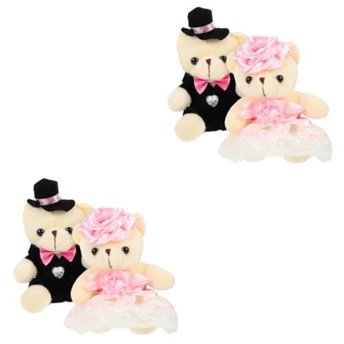 GETAJGHSD 4 Stück Hochzeitsbärenpuppe Hochzeitsfeier Bärenpuppe Bär Stofftier Hochzeitspuppe Spitzenbärenpuppe Bärenpuppe Bärenschmuck Lebensechtes Bärenspielzeug Plüschbär Cartoon Bär von GETAJGHSD