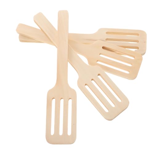GETAJGHSD 4 Stück Holzspatel Für Kinder, Mini-küchenutensilien, Rollenspiel-küchenwerkzeuge, Flacher Schlitzwender, Spatel, Requisite, Kinder Lernen Kochspielzeug Für Jungen Und Mädchen von GETAJGHSD