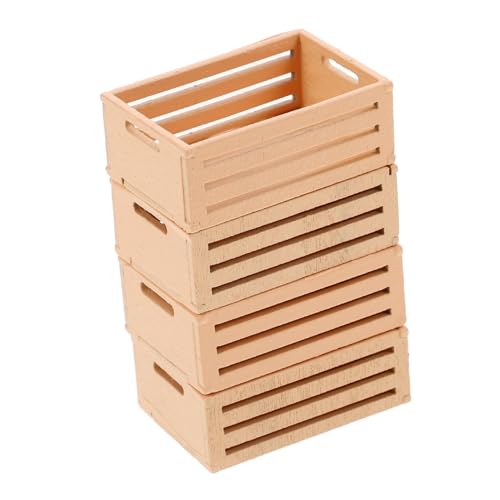 GETAJGHSD 4 Stück Mini-Aufbewahrungskorb Plüschpuppen erweiterbare Dekoration modifizierte Panelabdeckung holzbox Dekorativer Aufbewahrungskorb Mini Holzkorb Puppenhauskisten hölzern Beige von GETAJGHSD