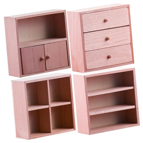 GETAJGHSD 4pcs Mini Schrankmodell Holz Mini Schrank Miniaturmöbel Ornament von GETAJGHSD