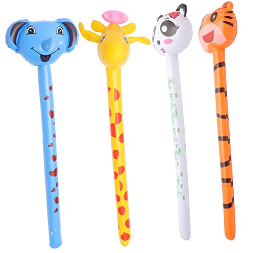 GETAJGHSD 4stücke Aufblasbare Tierkopf-sticks Aus Pvc Lustige Junge Mädchen-spielzeuge Für Partys Dekoration Und Lernen Über Giraffe Tiger Panda Elefant von GETAJGHSD