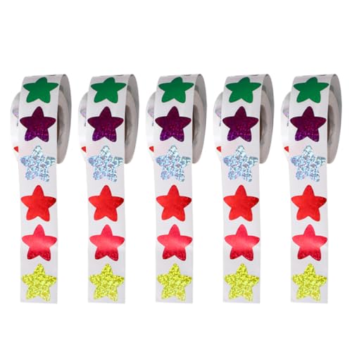 GETAJGHSD 5 Rollen Sternaufkleber, Belohnungsaufkleber Für Lehrer, Bastelaufkleber, Kleine Aufkleber Für Kinder, Aufkleber In Großen Mengen, Ermutigende Belohnungsaufkleber, Inspirierende GETAJGHSD 5 Rollen Sternaufkleber, Belohnungsaufkleber Für Lehrer, Bastelaufkleber, Kleine Aufkleber Für Kinder, Aufkleber In Großen Mengen, Ermutigende Belohnungsaufkleber, Inspirierende von GETAJGHSD