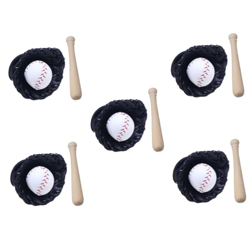 GETAJGHSD 5 Sets Mini Simulierter Baseball, Mini Baseballschläger, Kleiner Baseballschläger, Dekorativer Mini Baseball, Puppenhaus Baseball Kit, Mini Baseball, Puppenzubehör, Rollenspielset von GETAJGHSD