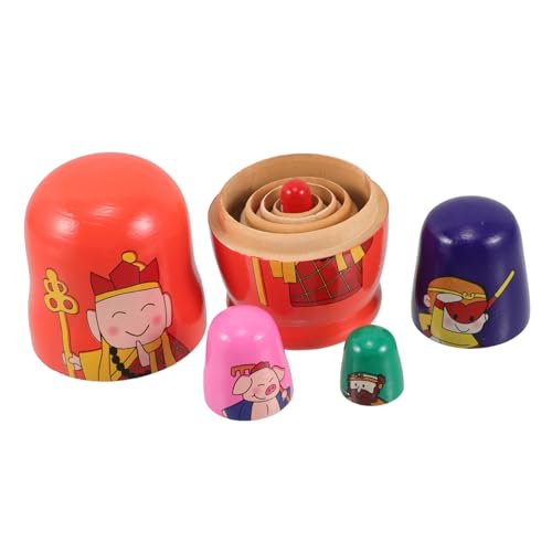 GETAJGHSD 5 Stück Russische Nesting Dolls Mönch Holz Stapelspielzeug für Kinder Sicheres Lernspielzeug Kindergeburtstag Weihnachten Halloween von GETAJGHSD