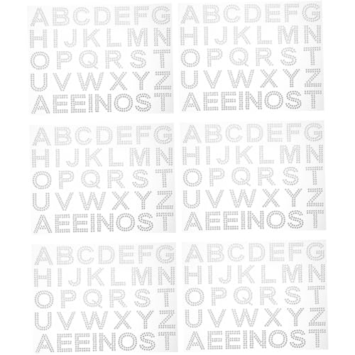 GETAJGHSD 6 Blätter Acrylbuchstaben Strassstein Aufkleber Buchstaben Aufkleber Kleidung Juwelaufkleber Strass Aufkleber Aufkleber Für Bag Dekoration Für Bastelaufkleber Für Taschen Glitzer von GETAJGHSD