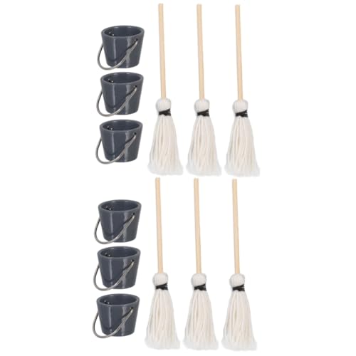 GETAJGHSD 6 Sets Simulierter Eimer Mopp Kombination, Spielzeugreiniger, Puppenhaus Werkzeugsatz, Wassereimer, Mini Puppenhaus Zubehör, Kleine Hausmopps, Eimer, Miniaturen, Puppenhaus GETAJGHSD 6 Sets Simulierter Eimer Mopp Kombination, Spielzeugreiniger, Puppenhaus Werkzeugsatz, Wassereimer, Mini Puppenhaus Zubehör, Kleine Hausmopps, Eimer, Miniaturen, Puppenhaus von GETAJGHSD