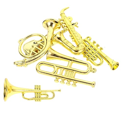 GETAJGHSD 6 Stück Miniatur Musikinstrumente für Puppenhaus Teiliges Zubehör aus Kunststoff Weihnachtsdeko für Trompete Saxophon Gitarre und Mehr von GETAJGHSD