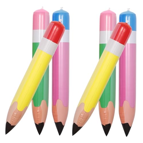 GETAJGHSD 6 Stück Riesige Aufblasbare Buntstifte PVC Deko für Schulanfang Geburtstag und Halloween Gelb und Grün Wand und Deckenhänger für Klassenzimmer Dekorationen von GETAJGHSD