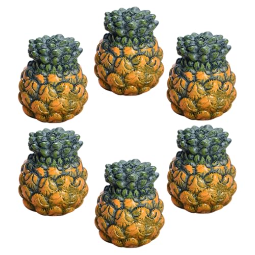 GETAJGHSD Kleiner Ananas Modellset 6 Stücke Künstliche Früchte für Fotografie Dekoration Lernspielzeug Realistische Simulation aus Harz Leicht und Bruchfest für Partys und Puppenhäuser von GETAJGHSD
