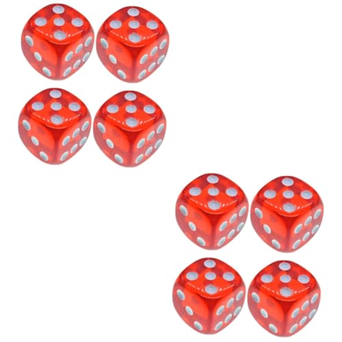 GETAJGHSD 8 STK 18mm Würfel durchscheinende Würfel 6-seitiger Spielwürfel Tischwürfel Standardspiel Würfelperlen Mini-Würfel weiche Würfel abgerundete Eckwürfel 6-seitige rote Würfel von GETAJGHSD