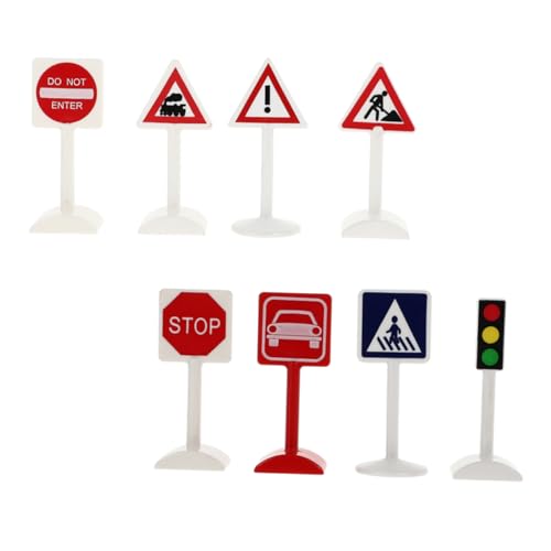 GETAJGHSD 8 Stück Miniatur Verkehrszeichen Set Teilig Sandtisch Dekoration für Mini Verkehrsschilder Motorischen Fähigkeiten und des Verkehrsverständnisses von GETAJGHSD