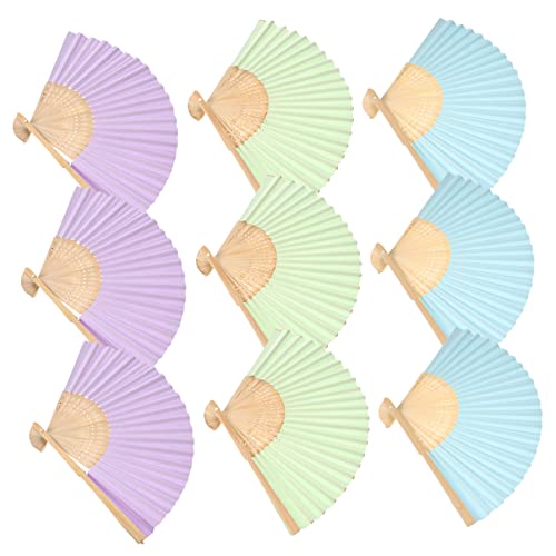 GETAJGHSD 9 Stück Teiliges Set Diy Blanko Faltfächer für Malen Dekorieren und Basteln mit Papier und Handventilatoren für Kreative Freizeitgestaltung von GETAJGHSD