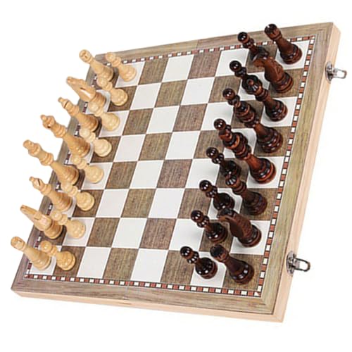 GETAJGHSD Klappbares Holz Schachbrett Multifunktional mit Stauraum Tragbares Internationales Schachspiel für Erwachsene Robustes Faltbares Schachset von GETAJGHSD