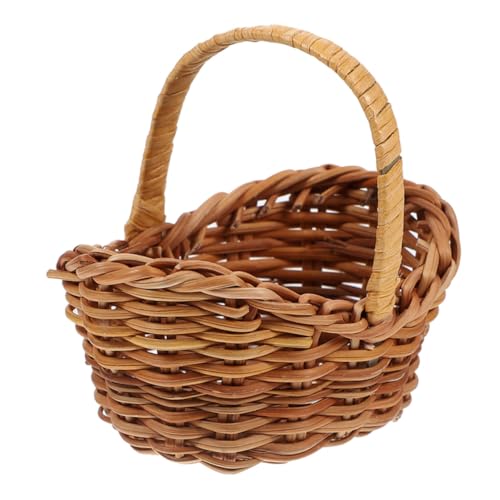 GETAJGHSD Kleiner Korb Aus Rattan Kleiner Weidenkorb Mit Griff Geflochtenes Serviertablett Süßigkeitenkorb Für Die Hochzeit Kleiner Korb Mit Henkel Mini Weidenkorb Bauernhof Korb Light Brown von GETAJGHSD