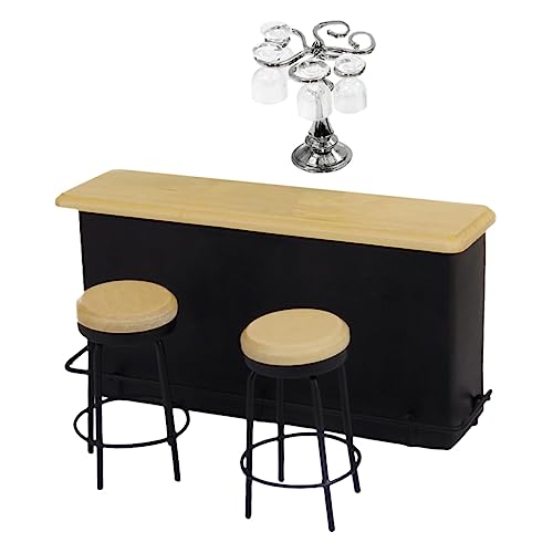 GETAJGHSD Miniatur Bar Set für Puppenhäuser mit Silbernem Cup Holder Gläsern und Bar für Afternoon Tea und Miniatur Dekorationen GETAJGHSD Miniatur Bar Set für Puppenhäuser mit Silbernem Cup Holder Gläsern und Bar für Afternoon Tea und Miniatur Dekorationen von GETAJGHSD