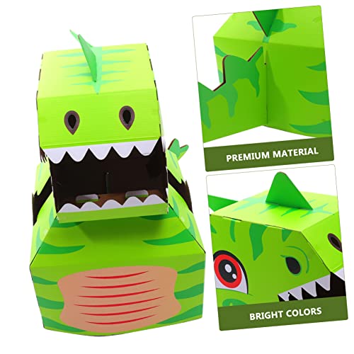 GETAJGHSD Wearbarer DIY Dinosaurier Kartonbox Leichter Tragbarer für Fördert Kreativität Feinmotorik und Fantasievolles Rollenspiel Pädagogisch Grüne Dino Form von GETAJGHSD
