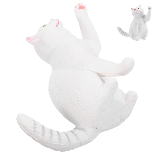 GETAJGHSD für Britisch Kurzhaarkatzen Muschelstatue gefälscht Inhaber Tierspielzeug Wohnung inneneinrichtung Interior deko Room Decor Desktop-Katzendekor Kätzchenfigur Plastik Weiß von GETAJGHSD