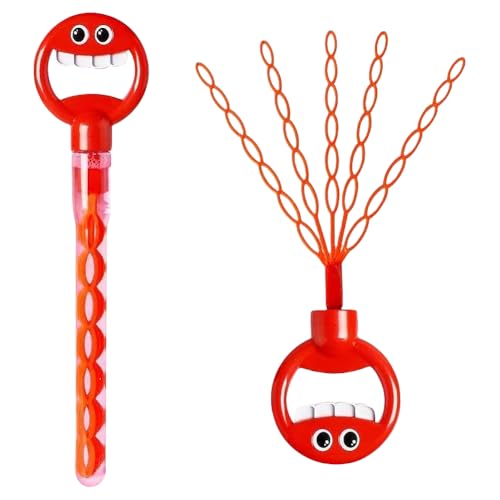 GETBSTOOP 32 Loch lächelnde Gesicht Bubble Zauberstab Bubble Stick Blasengebläse for Kinder (rot) von GETBSTOOP