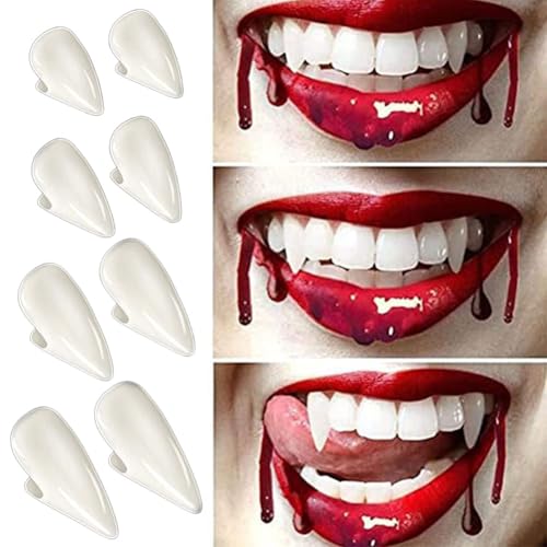 GETBSTOOP Gruselige gefälschte Vampirzähne, Vampirzähne for Cosplay-Requisiten, scharfe Werwolfzähne, Vogelscheuchenzähne for Erwachsene, Halloween-Partygeschenke von GETBSTOOP