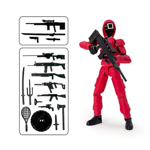 GETBSTOOP Koreanisches Spiel T13 Actionfigur Set (unangemessen), 3D -Gedruckter beweglicher, simulierter Tintenfisch -TV -Masked Soldier Roboter, Dummy 13 Mobile Robot Desktop Dekorationen f von GETBSTOOP