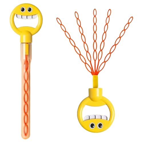 Getbauop 32 Loch lächelnde Gesicht Bubble Zauberstab Bubble Stick Blasengebläse for Kinder (gelb) von GETBSTOOP