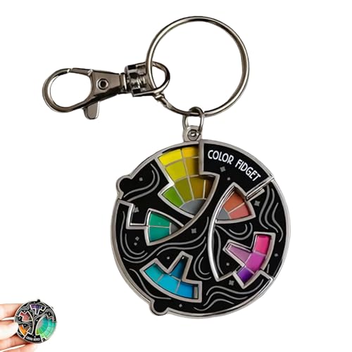 Farbrad-Fidget, Farbrad, Kunstdekor-Schlüsselanhänger für Künstler, stilvolles Farbrad-Zubehör, buntes Rad-Schlüsselanhänger, modische Dekorationen, Stressabbau-Spielzeug für Männer und Frauen von GETJOY