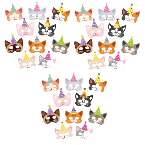 GETJOY Katzenmasken, 30 Stück, für Verkleidungen, Rollenspiele, Themenpartys, kreative Foto-Requisiten, perfekt für Kostümveranstaltungen, Geburtstagsfeiern und Gruppenunterhaltung von GETJOY