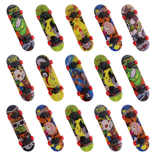 GETRICH 15 Stück Finger Skateboard, Fingerboard, Mini Skateboard Fingerskateboards Set Professionelle Skatepark Spielzeug für Kinder Partytütenfüller Kreatives Gastgeschenke (Zufällige Muster) von GETRICH