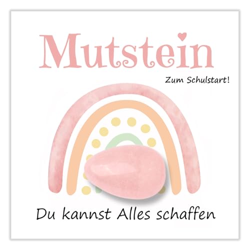 GEVECORI Glückssteine für Einschulung 2025, Mutstein Schultüte Füllung Schulanfang Geschenk, Glücksbringer Mutmacher Geschenk mit Grußkarte Geschenkbox für Jungen & Mädchen (Rosa Mutstein) von GEVECORI