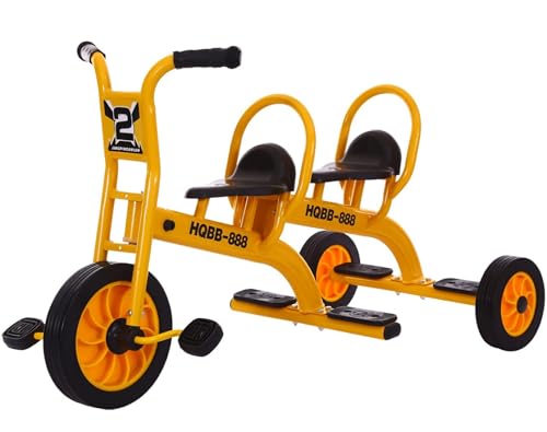 Kinderlaufräder for Vorschulspielplätze, Kindertagesstätten-Tandemdreiräder, Doppelsitzfahrräder for Kinder mit Beifahrersitz, Dreiräder for Spielgeräte im Freien (Size : Yellow5166) von GFFTYX