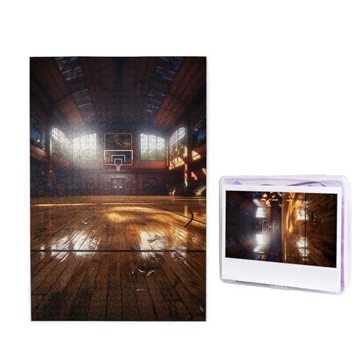 GFLFMXZW Puzzles, 1000 Teile, personalisierbar, Basketballplatz, Fotopuzzle, herausforderndes Bild, Puzzle für Erwachsene, personalisierbares Puzzle mit Aufbewahrungstasche (50 x 74,9 cm) von GFLFMXZW