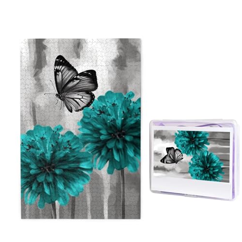 GFLFMXZW Puzzles, 1000 Teile, personalisierbar, Grau, Blaugrün, Blume, Schmetterling, Fotopuzzle, anspruchsvolles Bilderpuzzle für Erwachsene, personalisierbares Puzzle mit Aufbewahrungstasche (50 x GFLFMXZW Puzzles, 1000 Teile, personalisierbar, Grau, Blaugrün, Blume, Schmetterling, Fotopuzzle, anspruchsvolles Bilderpuzzle für Erwachsene, personalisierbares Puzzle mit Aufbewahrungstasche (50 x von GFLFMXZW