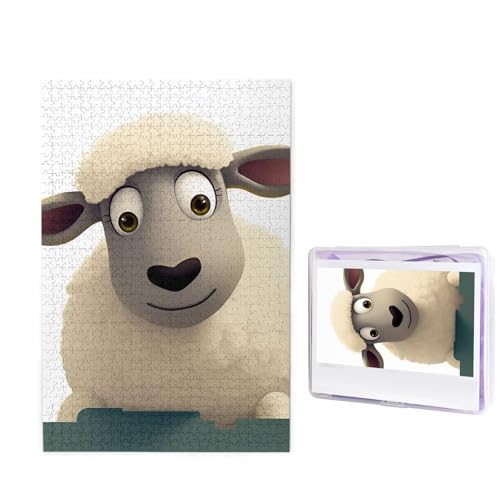 GFLFMXZW Puzzles, 1000 Teile, personalisierbar, Schaf, Fotopuzzle, herausforderndes Bild, Puzzle für Erwachsene, personalisierbares Puzzle mit Aufbewahrungstasche (50 x 74,9 cm) von GFLFMXZW