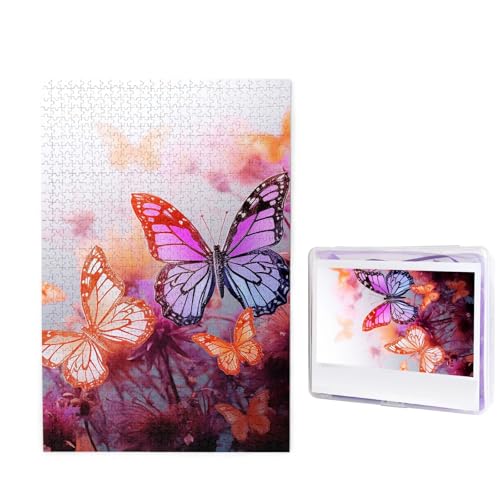 GFLFMXZW Puzzles, 1000 Teile, personalisierbar, bunt, Schmetterling, Blume, Fotopuzzle, herausforderndes Bild, Puzzle für Erwachsene, personalisierbares Puzzle mit Aufbewahrungstasche (50 x 74,9 cm) von GFLFMXZW