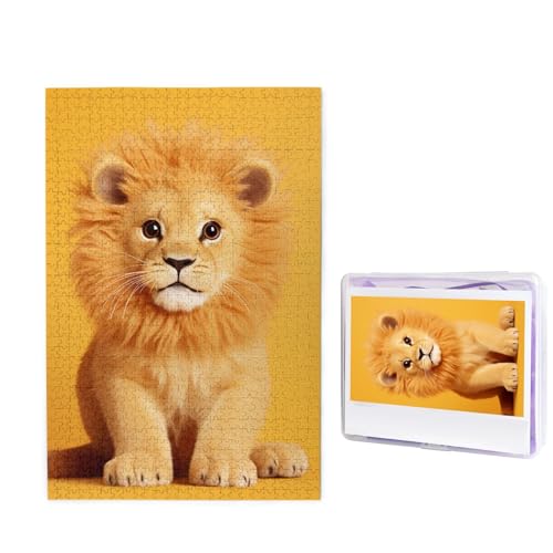 GFLFMXZW Puzzles, 1000 Teile, personalisierbar, niedlicher Löwe auf gelbem Hintergrund, Fotopuzzle, herausforderndes Bild, Puzzle für Erwachsene, personalisierbares Puzzle mit Aufbewahrungstasche (50 GFLFMXZW Puzzles, 1000 Teile, personalisierbar, niedlicher Löwe auf gelbem Hintergrund, Fotopuzzle, herausforderndes Bild, Puzzle für Erwachsene, personalisierbares Puzzle mit Aufbewahrungstasche (50 von GFLFMXZW
