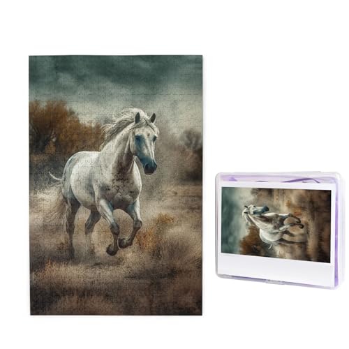 GFLFMXZW Puzzles, 1000 Teile, personalisierbares Puzzle, Pferd, das auf dem Feld läuft, Fotopuzzle, herausforderndes Bild, Puzzle für Erwachsene, personalisierbares Puzzle mit Aufbewahrungstasche (50 von GFLFMXZW