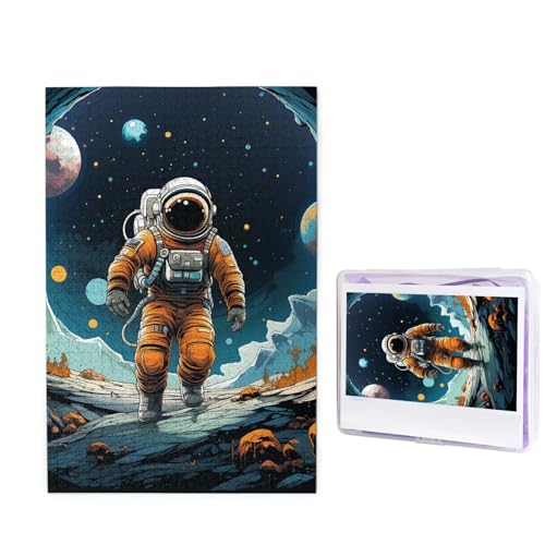 GFLFMXZW Puzzles, 1000 Teile, personalisiertes Puzzle, Astronauten- und Raumschiff-Fotopuzzle, herausforderndes Bilder-Puzzle für Erwachsene, personalisierbares Puzzle mit Aufbewahrungstasche (50 x von GFLFMXZW