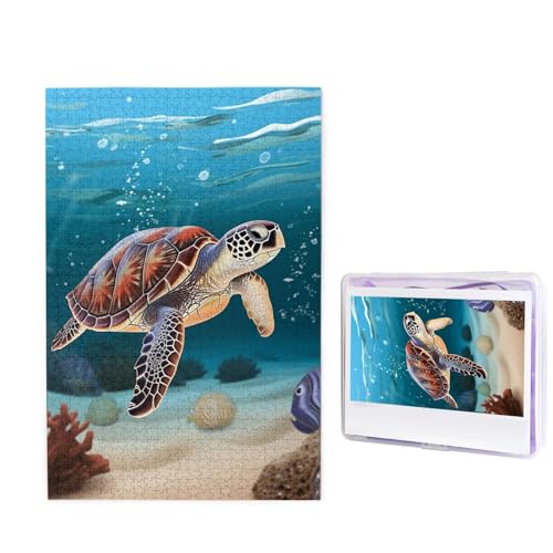 GFLFMXZW Puzzles, 1000 Teile, personalisiertes Puzzle, Meeresschildkröte, Schwimmen, Fotopuzzle, herausforderndes Bild, Puzzle für Erwachsene, personalisierbares Puzzle mit Aufbewahrungstasche (50 x GFLFMXZW Puzzles, 1000 Teile, personalisiertes Puzzle, Meeresschildkröte, Schwimmen, Fotopuzzle, herausforderndes Bild, Puzzle für Erwachsene, personalisierbares Puzzle mit Aufbewahrungstasche (50 x von GFLFMXZW