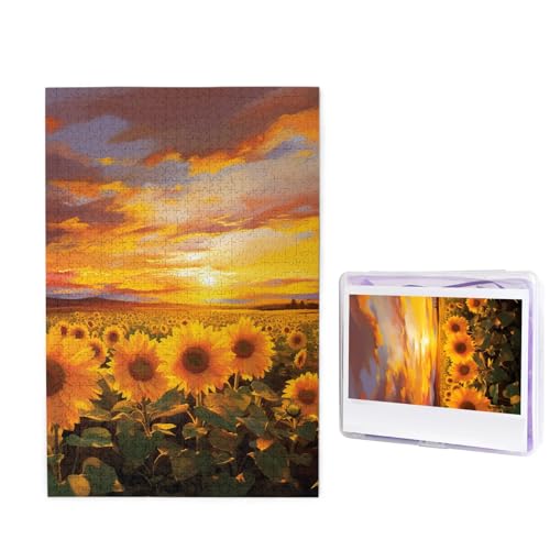 GFLFMXZW Puzzles, 1000 Teile, personalisiertes Puzzle, Sonnenblumenfeld, Sonnenuntergang, Fotopuzzle, herausforderndes Bild, Puzzle für Erwachsene, personalisierbares Puzzle mit Aufbewahrungstasche GFLFMXZW Puzzles, 1000 Teile, personalisiertes Puzzle, Sonnenblumenfeld, Sonnenuntergang, Fotopuzzle, herausforderndes Bild, Puzzle für Erwachsene, personalisierbares Puzzle mit Aufbewahrungstasche von GFLFMXZW