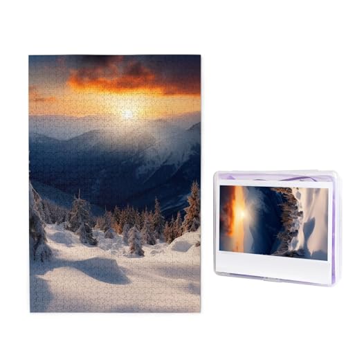 GFLFMXZW Puzzles, 1000 Teile, personalisiertes Puzzle, Sonnenuntergang, Winter, Berge, Fotopuzzle, herausforderndes Bild, Puzzle für Erwachsene, personalisierbares Puzzle mit Aufbewahrungstasche (50 x GFLFMXZW Puzzles, 1000 Teile, personalisiertes Puzzle, Sonnenuntergang, Winter, Berge, Fotopuzzle, herausforderndes Bild, Puzzle für Erwachsene, personalisierbares Puzzle mit Aufbewahrungstasche (50 x von GFLFMXZW